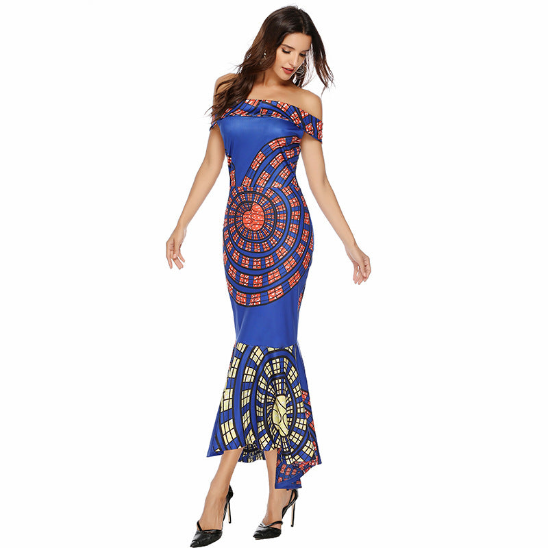 Dame Off-Shoulder Grafiktryk Maxi Kjole Stilla