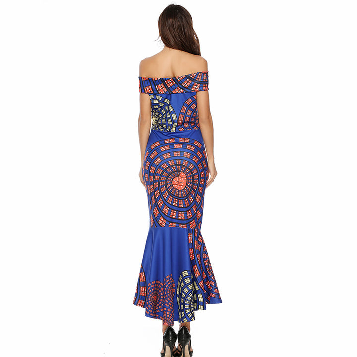 Dame Off-Shoulder Grafiktryk Maxi Kjole Stilla