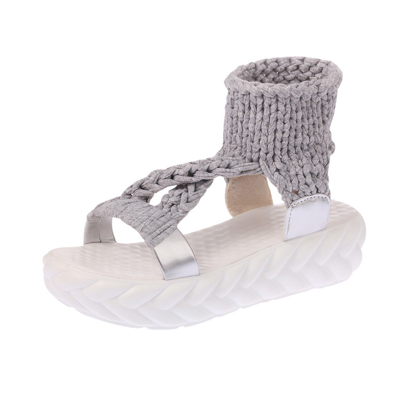 Dame mode Wedge-sandaler med flettet strik-overflade og elastisk hælområde Stilla