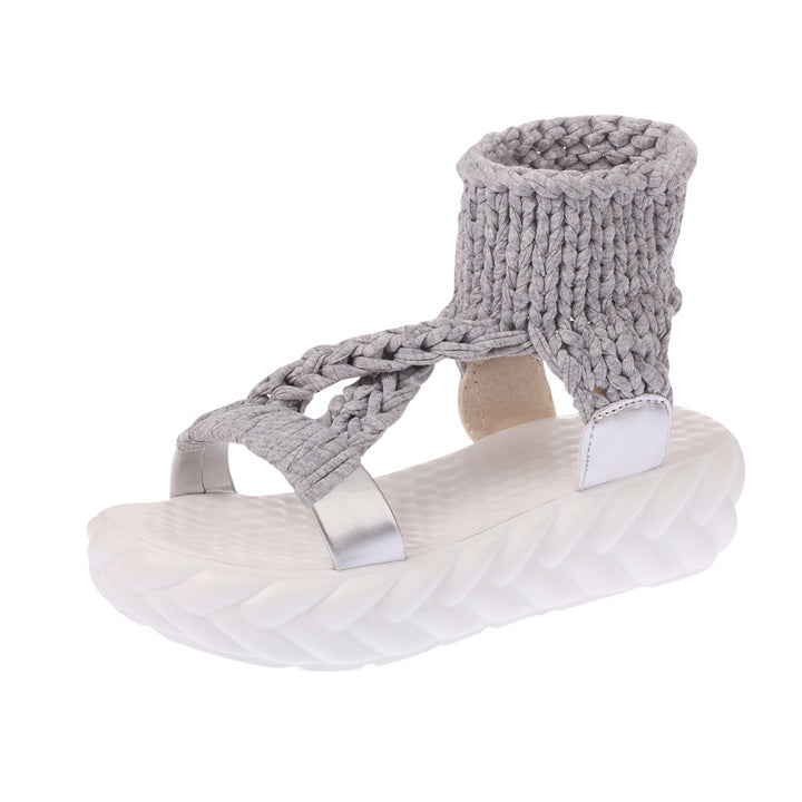 Dame mode Wedge-sandaler med flettet strik-overflade og elastisk hælområde Stilla