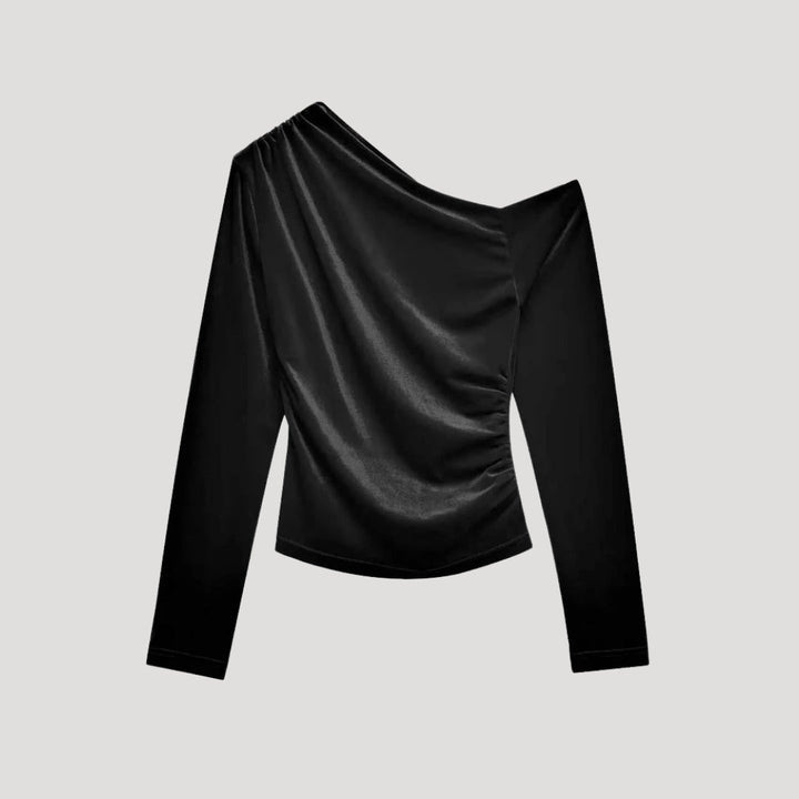 Stilla | One Shoulder Rynket Velour Top