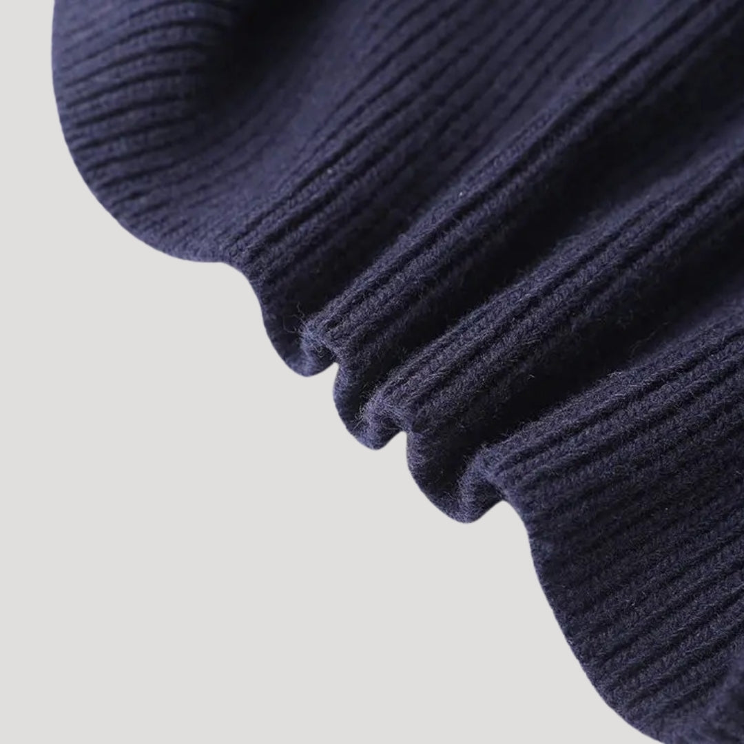 Stilla | Kontrast Denim Trim Strik Strikketrøje