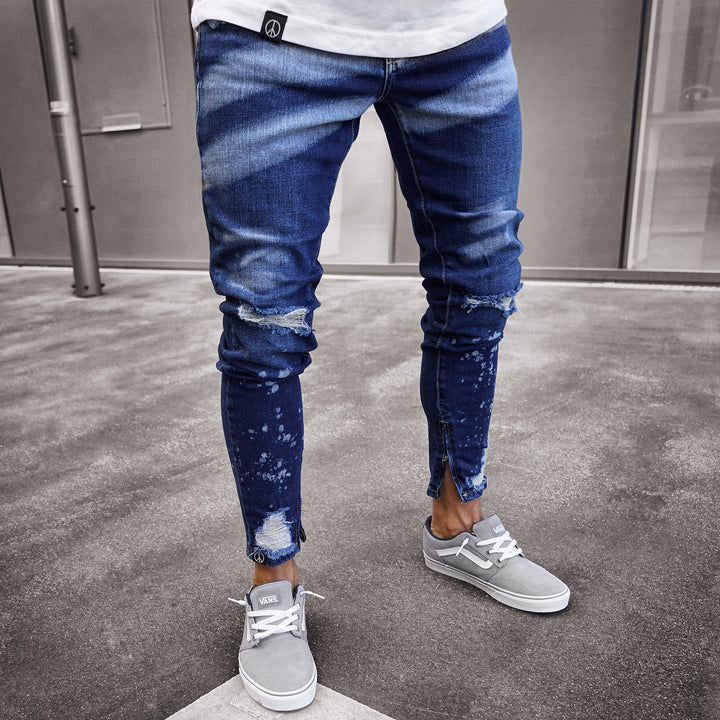 Herrer Slim Fit Jeans med stilfulde ødelæggelser Stilla