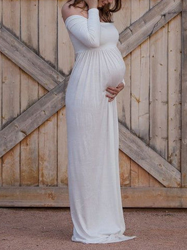 Stilla | Maxi Kjole Åbne Skuldre Elegante Bryllupskjoler Kjole Til Graviditetsfotografi