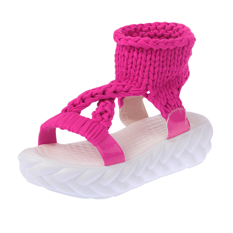 Dame mode Wedge-sandaler med flettet strik-overflade og elastisk hælområde Stilla