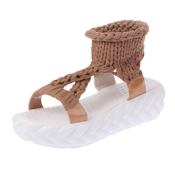 Dame mode Wedge-sandaler med flettet strik-overflade og elastisk hælområde Stilla