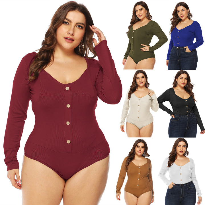 Damer Langærmet Knap-Front Bodysuit Stilla