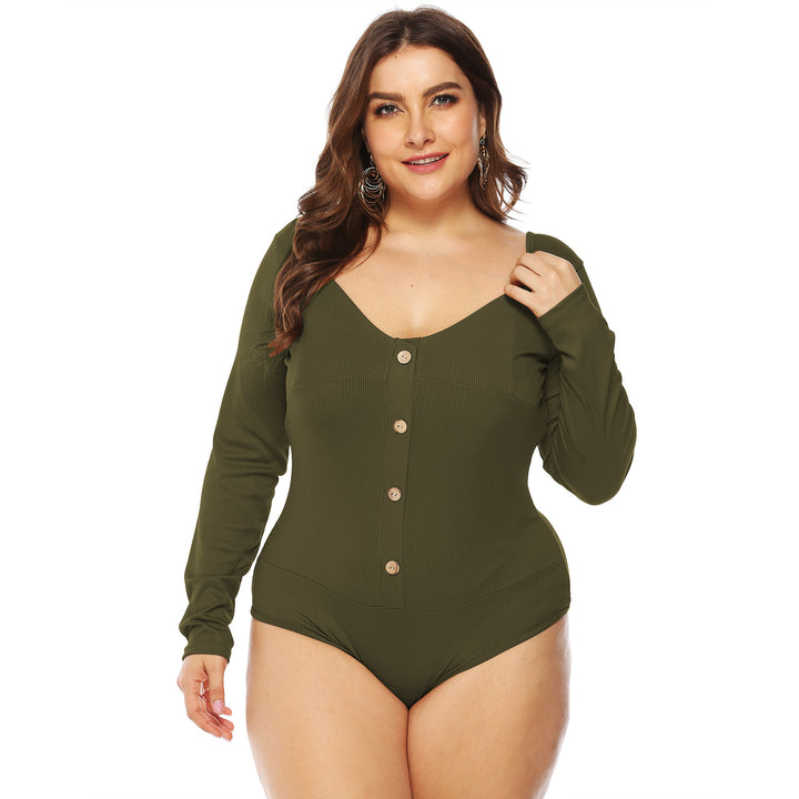Damer Langærmet Knap-Front Bodysuit Stilla