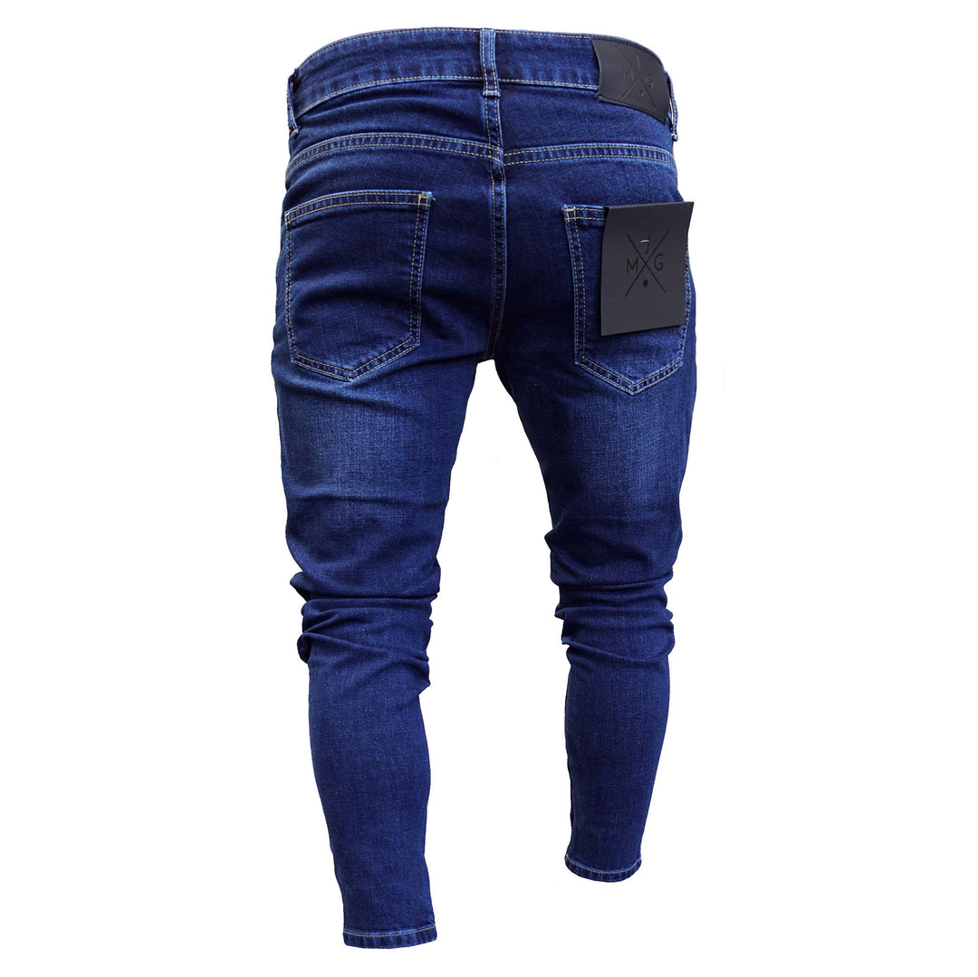 Herrer Slim Fit Jeans med stilfulde ødelæggelser Stilla