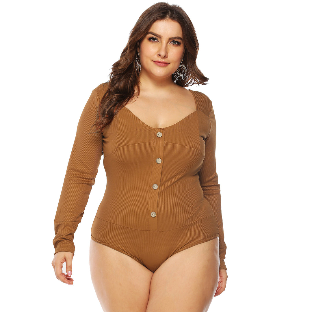 Damer Langærmet Knap-Front Bodysuit Stilla