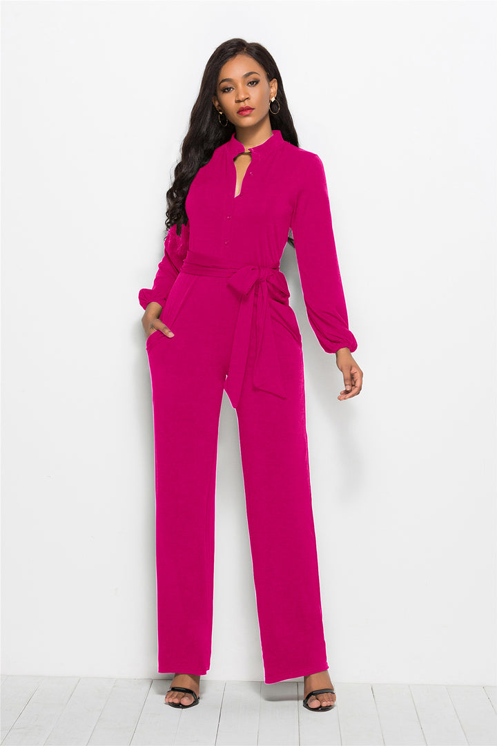 Dame Elegant Jumpsuit med tætsiddende snit og lange ærmer Stilla