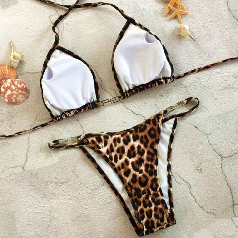 Dame Triangel-Bikini med dyreprint og justerbare bånd Stilla