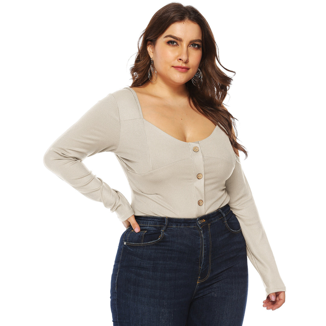 Femme Langærmet-Button-Down-Bodysuit Stilla