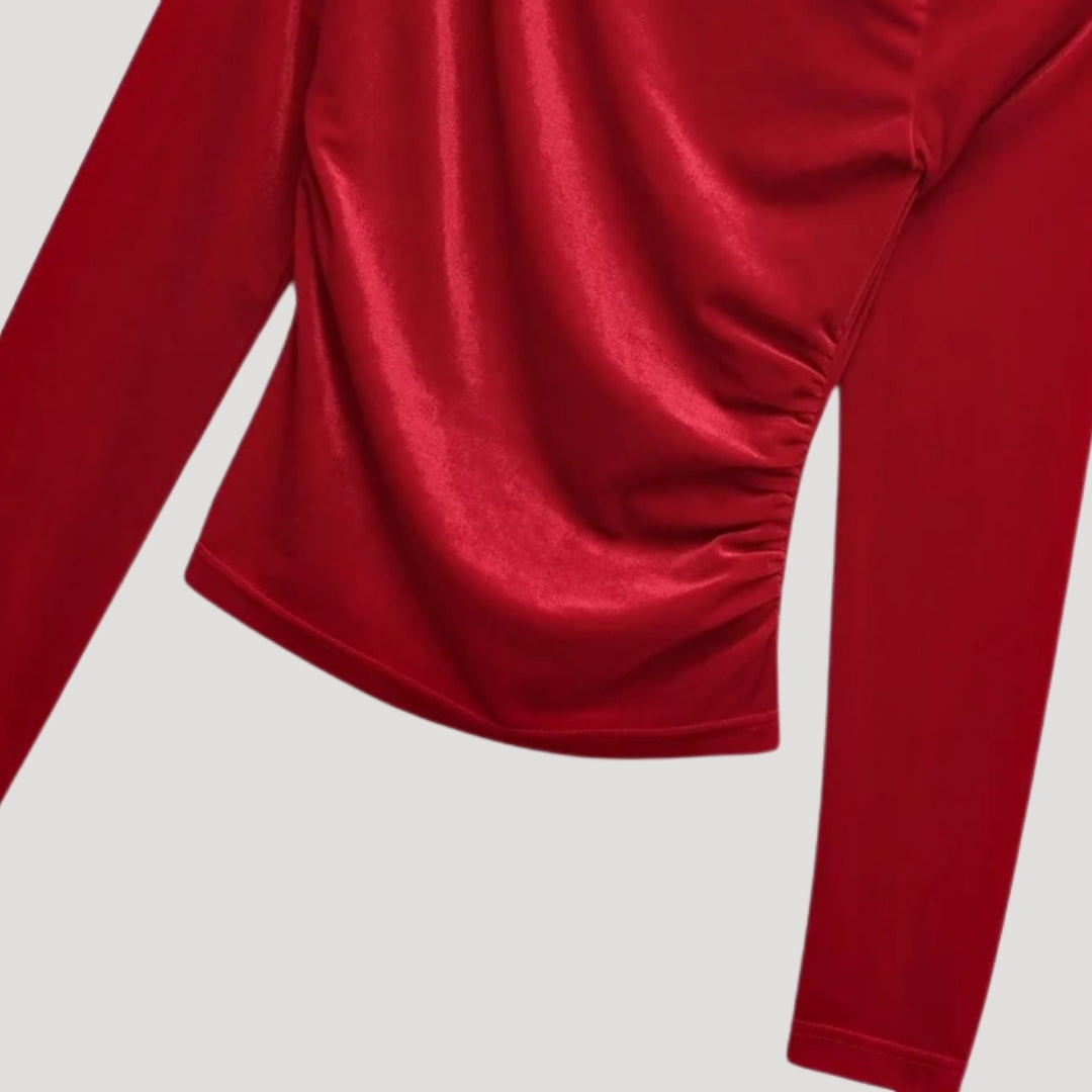 Stilla | One Shoulder Rynket Velour Top