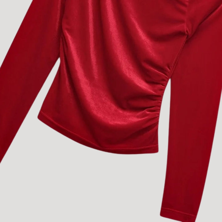 Stilla | One Shoulder Rynket Velour Top