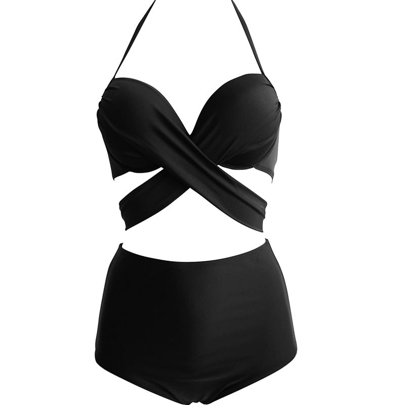 Dame Højskåret Bikini med stilfuldt indpakningstop og figursyet design Stilla