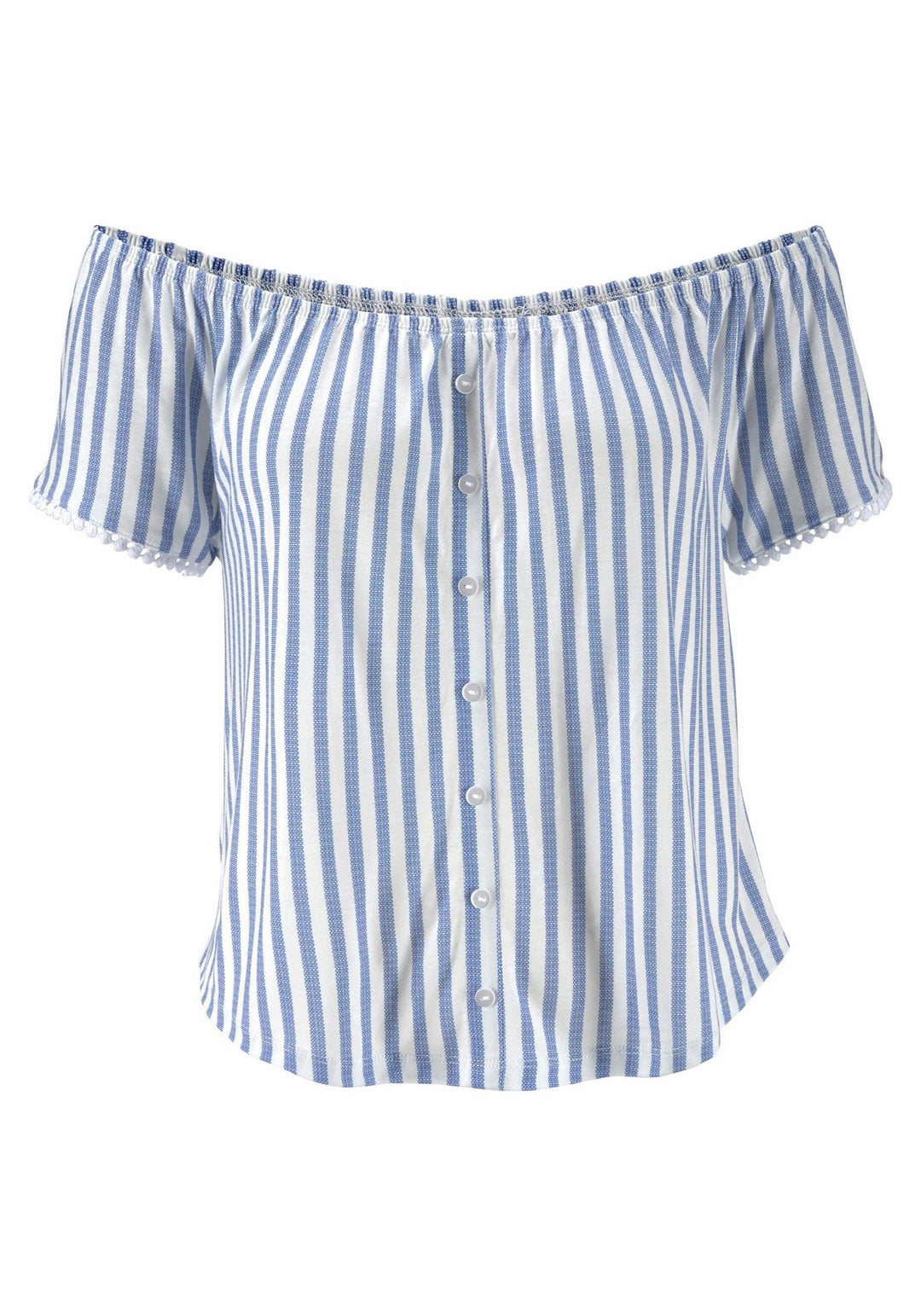 Dame Off-Shoulder Stribet Knap-Overskud Stilla