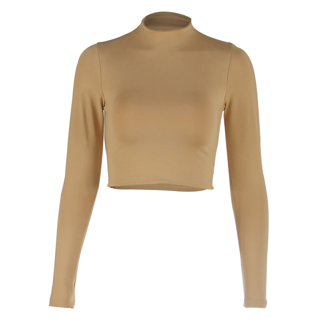 Dame cropped langærmet shirt med figurtilpasset snit og elastisk materiale Stilla