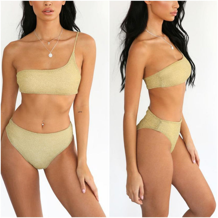 Dame Glitrende Én-delt Bikini-Sæt med asymmetrisk Top Stilla