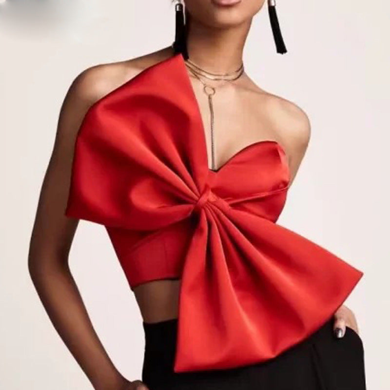 Dame Cropped Top med dekorativt bånd-design Skovae