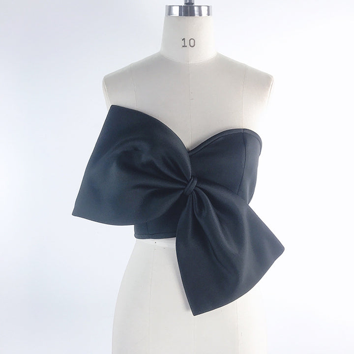 Dame Cropped Top med dekorativt bånd-design Skovae