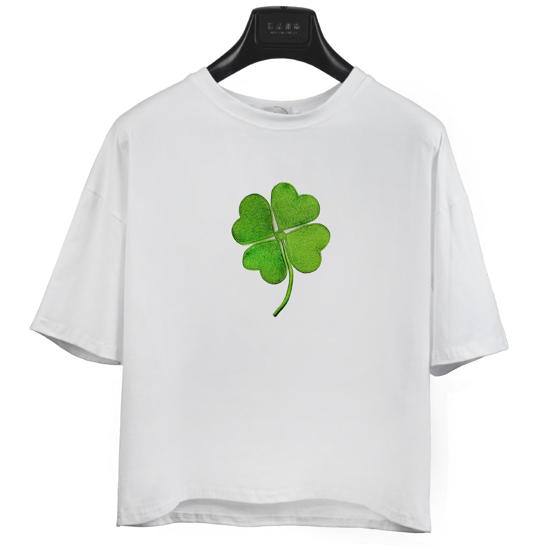 Kvinders afslappede T-shirt med sødt kat- og plante-design Skovae
