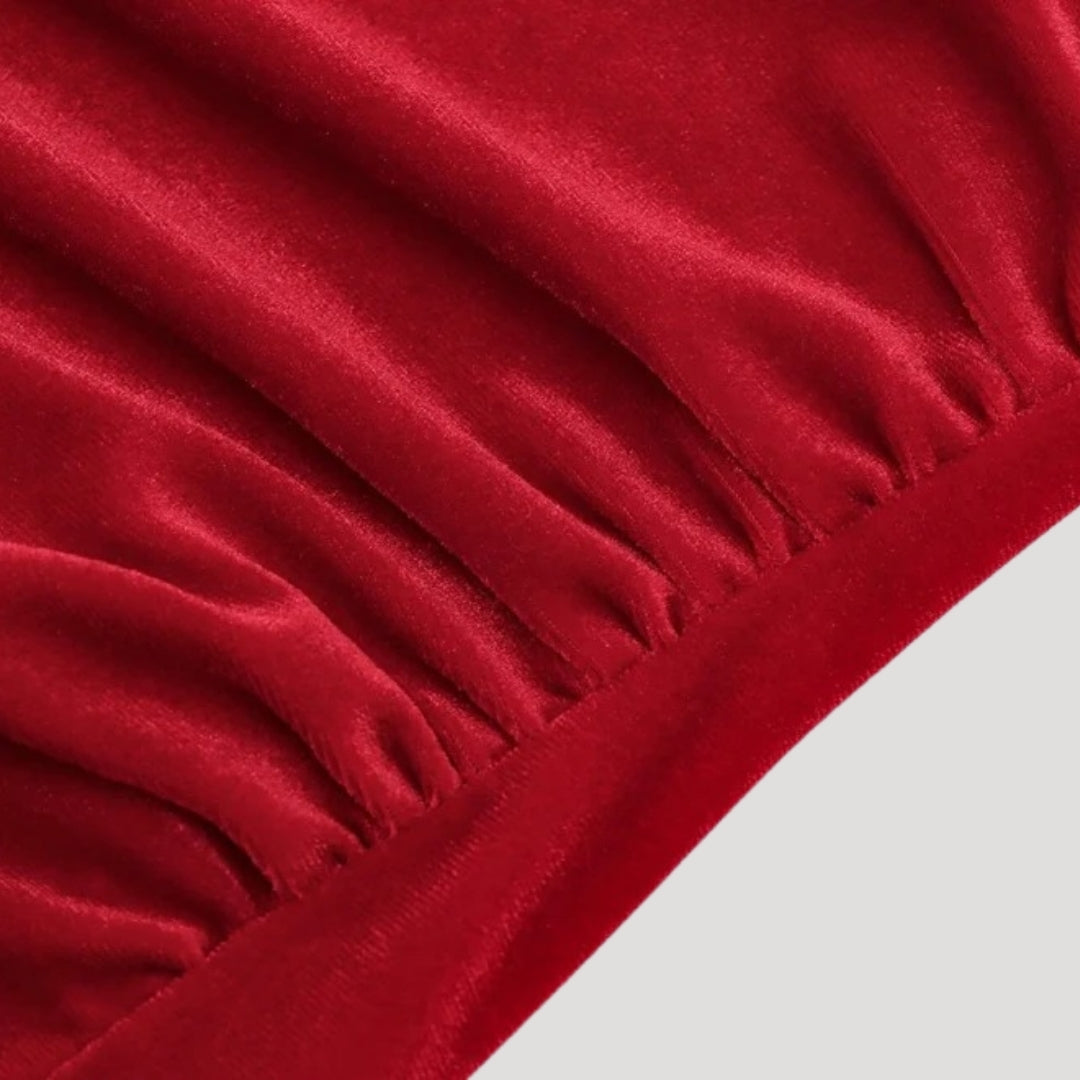 Stilla | One Shoulder Rynket Velour Top