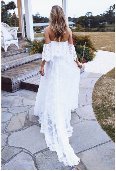 Dame Bohemian Spids Off-Skulder Maxi Kjole Stilla