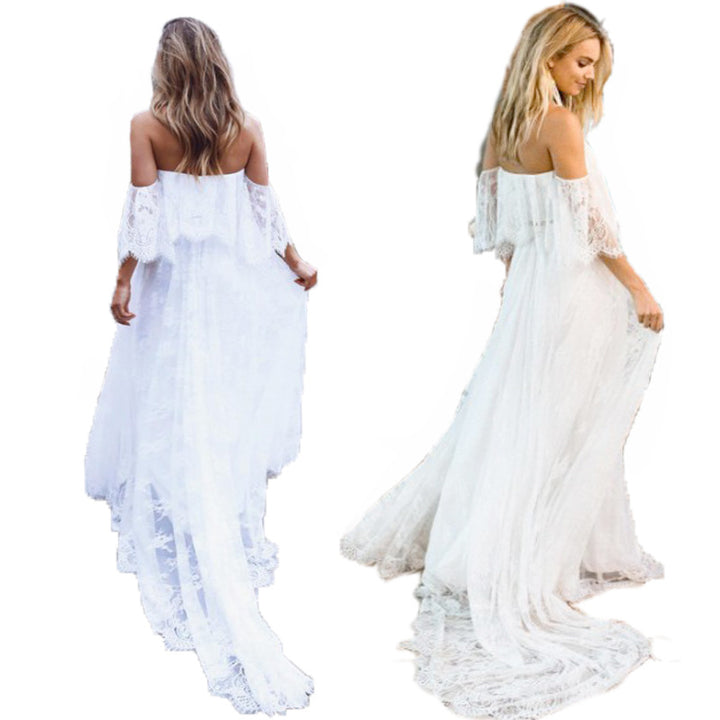 Dame Bohemian Spids Off-Skulder Maxi Kjole Stilla