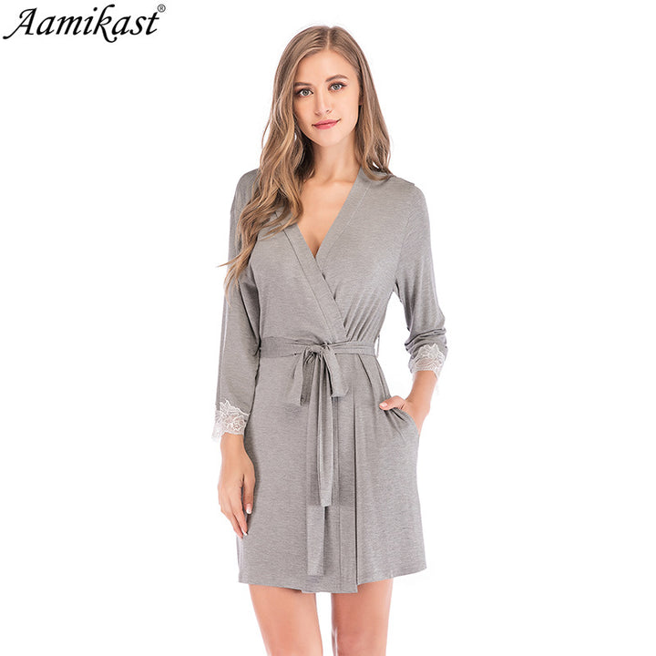 Dame Kimono-Robe med Spidserme Stilla