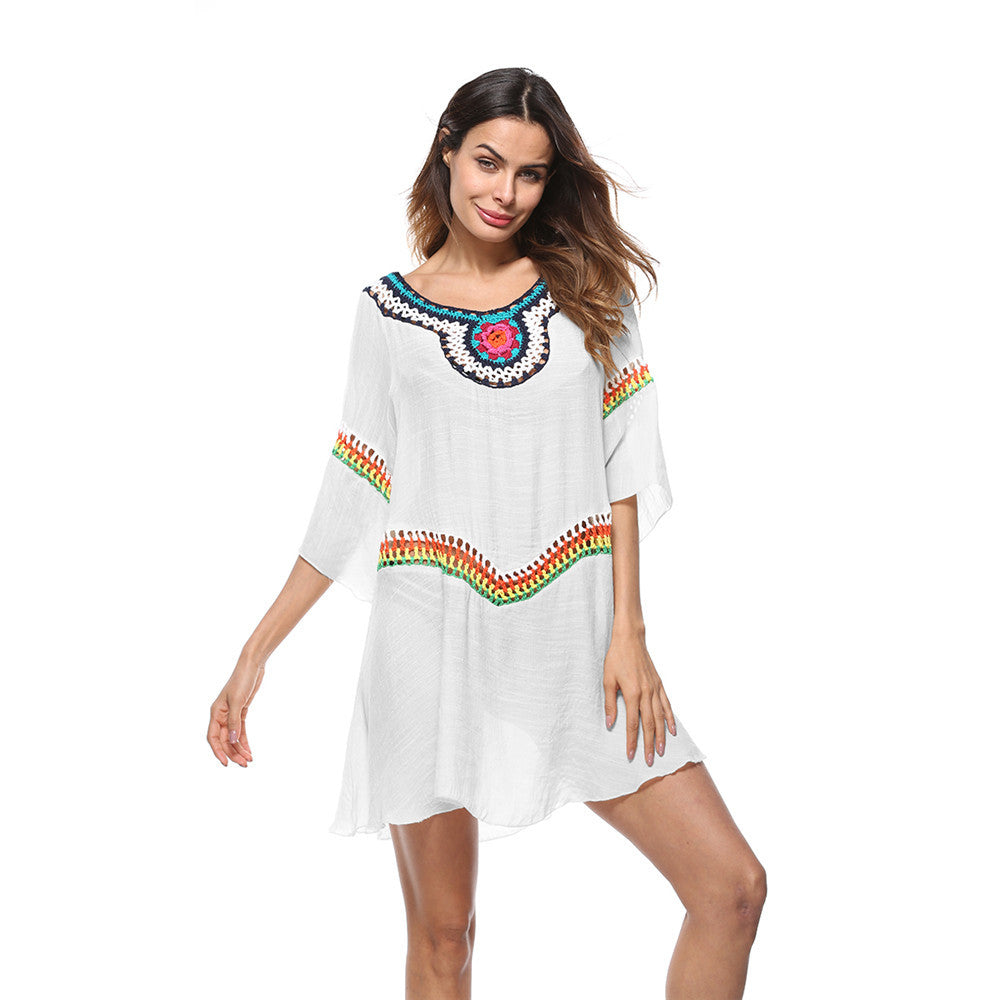 Dame Broderet Strand Kaftan Kjole Stilla