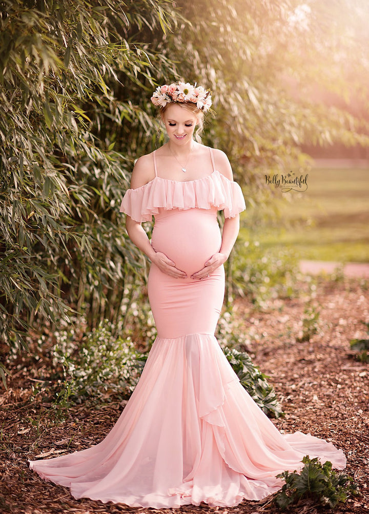 Dame Off-Shoulder Havfrue Maxi Kjole Stilla