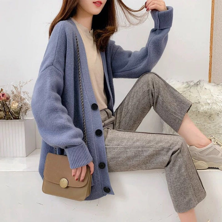 Femme Cozy Chic Knap-Front Strikcardigan Stilla