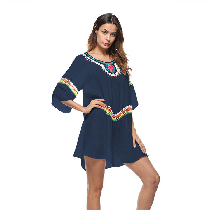 Dame Broderet Strand Kaftan Kjole Stilla