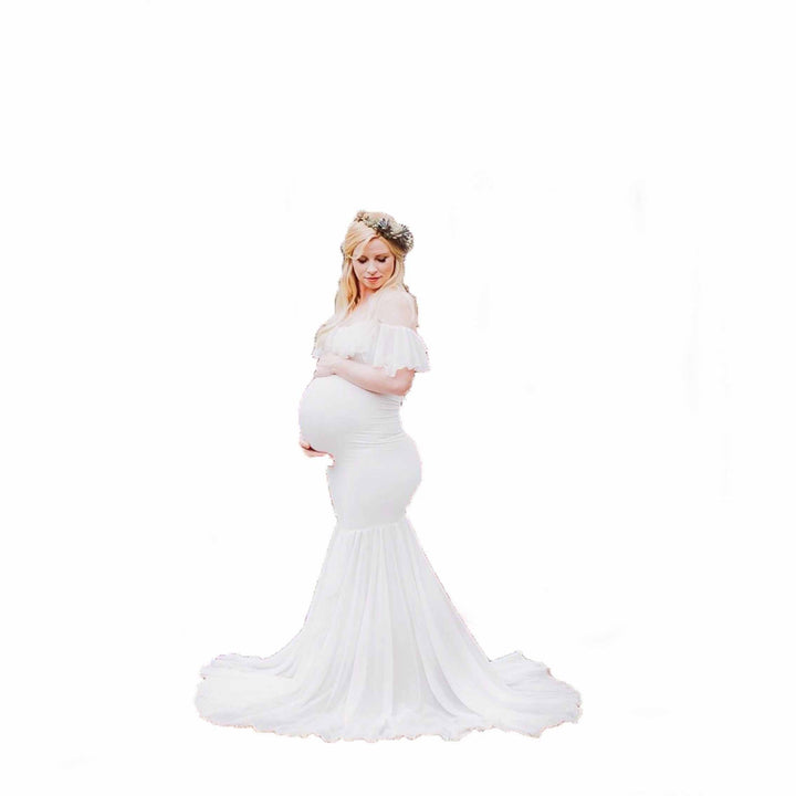 Dame Off-Shoulder Havfrue Maxi Kjole Stilla