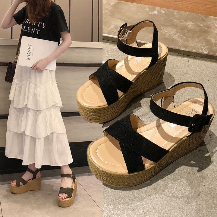 Dame Wedge-sandaler med elastiske remme og skridsikker platform Stilla