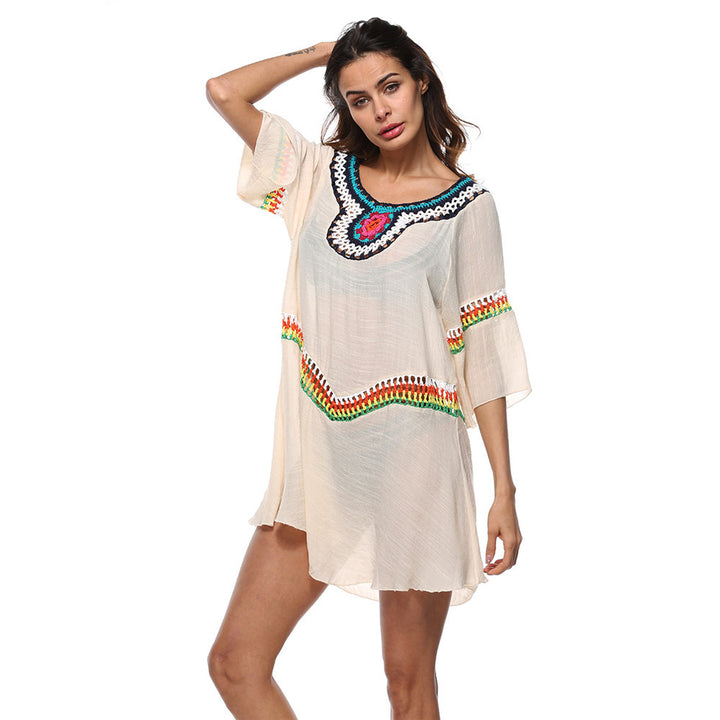 Dame Broderet Strand Kaftan Kjole Stilla