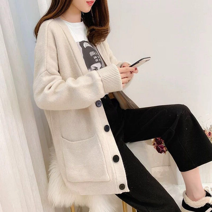 Femme Cozy Chic Knap-Front Strikcardigan Stilla