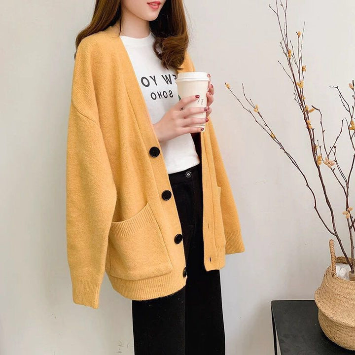 Femme Cozy Chic Knap-Front Strikcardigan Stilla