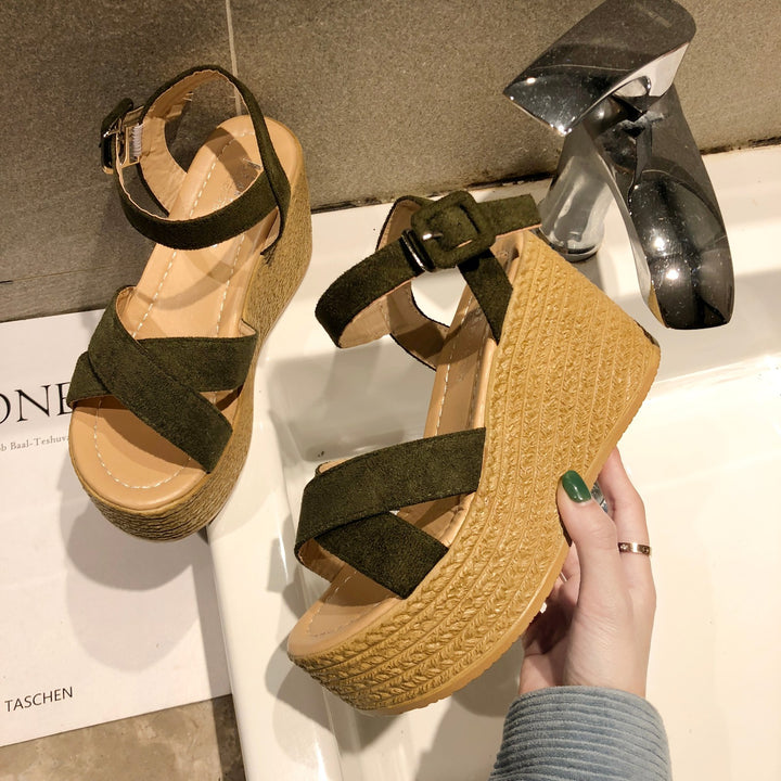 Dame Wedge-sandaler med elastiske remme og skridsikker platform Stilla