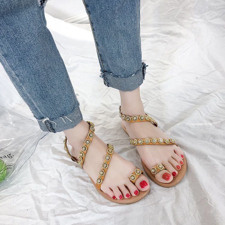 Dame sandaler med glitrende smykkedetalje og skridsikker sål Stilla