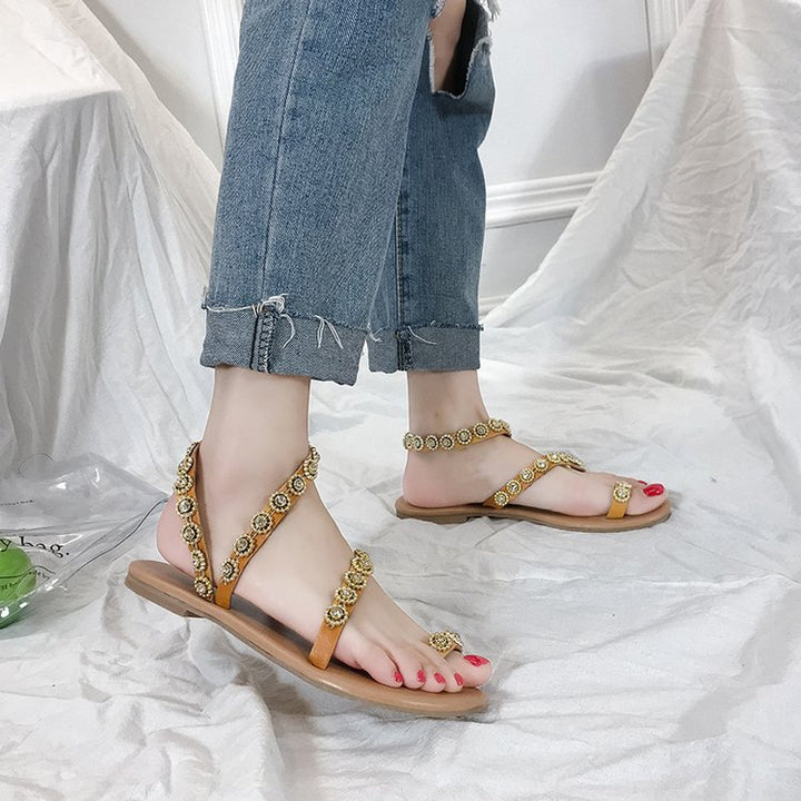 Dame sandaler med glitrende smykkedetalje og skridsikker sål Stilla