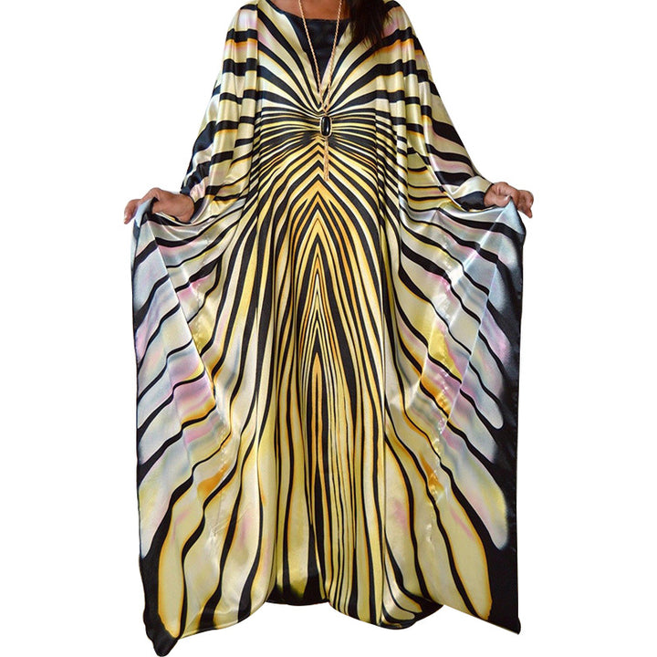 Dame elegant kaftan med unikt stribemønster Stilla