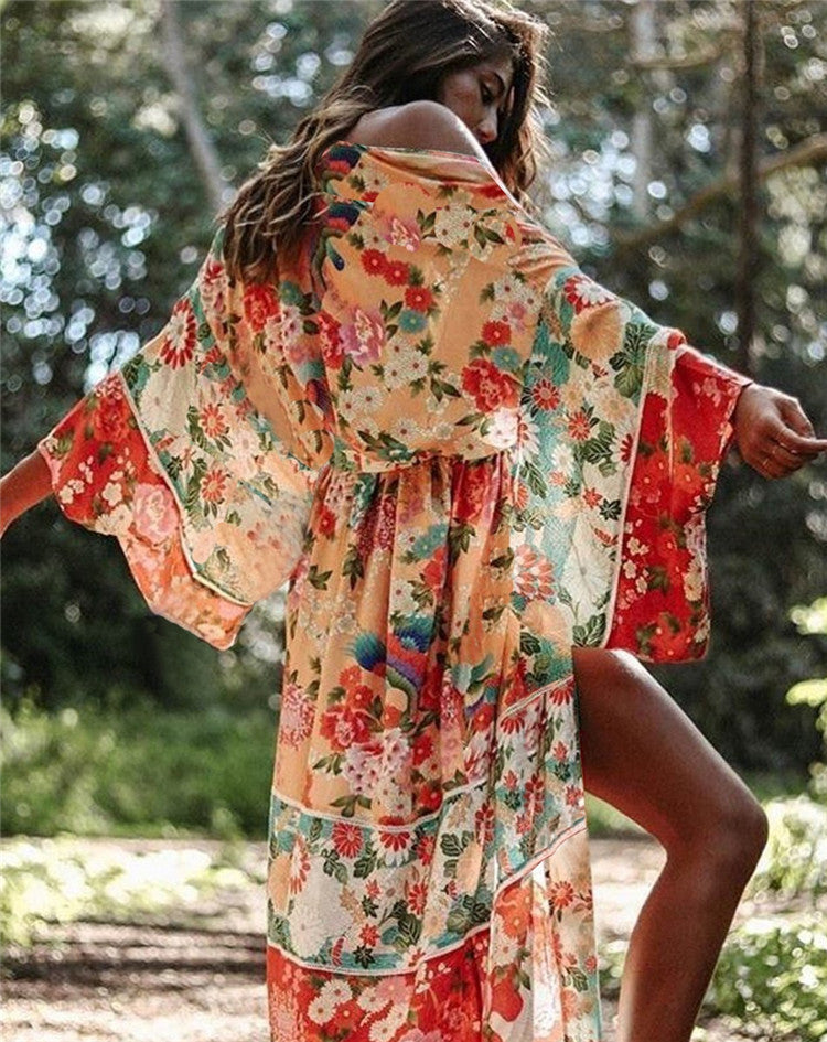Dame Kimono-Style Strandkjole Stilla