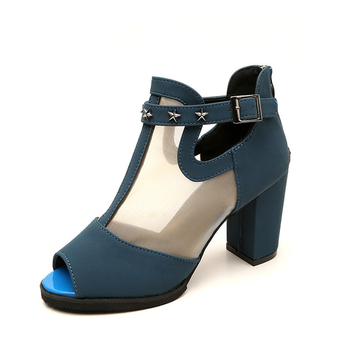 Dame elegante Åben High-Heels med Mesh-indlæg og dekorative stjerner Stilla