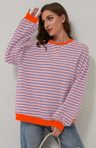 Stilla | Over størrelse pullover med moderne stribemønster