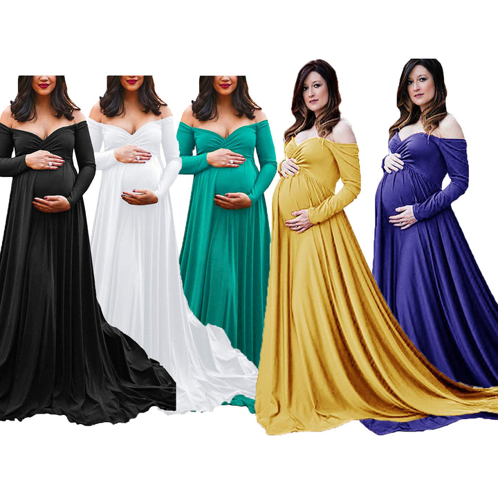 Kvinder Off-Shoulder Graviditet Flydende Kjole Stilla