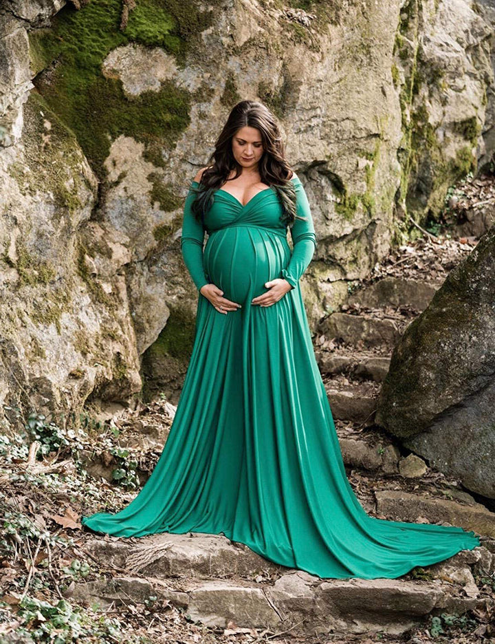 Kvinder Off-Shoulder Graviditet Flydende Kjole Stilla