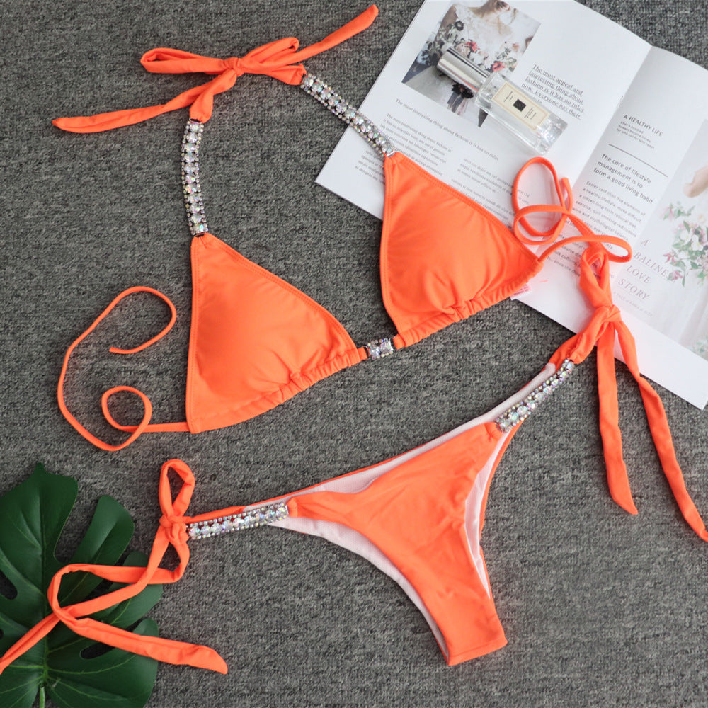 Dame Glamourøse Strass-Accent Bikini Sæt Stilla