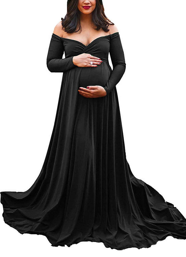 Kvinder Off-Shoulder Graviditet Flydende Kjole Stilla